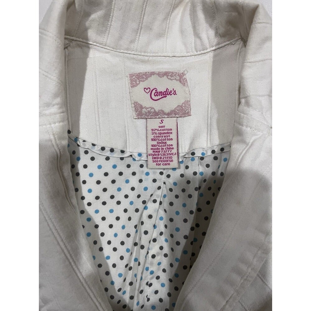 Candie’s Short Sleeve Fitted Blazer Small Cotton Lined Ivory Off-White - Picture 7 of 7